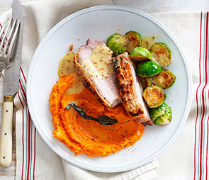 Butternut Pumpkin Mash with Roasted Pork Belly