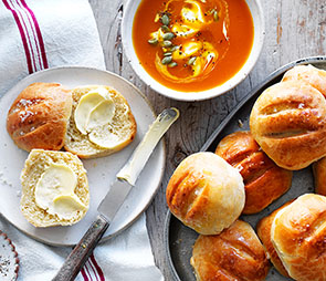 Homemade Pumpkin Soup with Air Fryer Bread Rolls