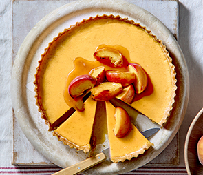 Spiced Custard Tart with Honey Roasted Peaches
