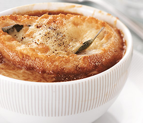 French Onion Soup with Parmesan Sage Croutons