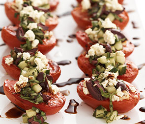 Butter Roasted Tomatoes with Basil, Olives and Feta