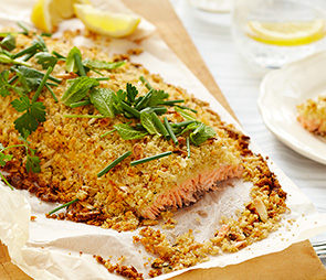Whole Atlantic Salmon Fillet with Almond, Thyme and Lemon Crust