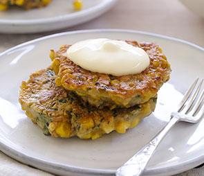 Sweetcorn Fritters with Avocado Smash