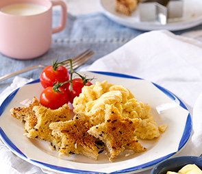 Scrambled Eggs with Buttered Star Toast