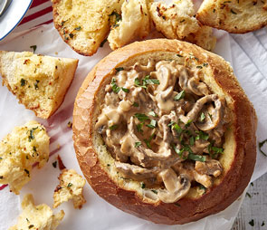 Beef Stroganoff in Garlic Cob Loaf
