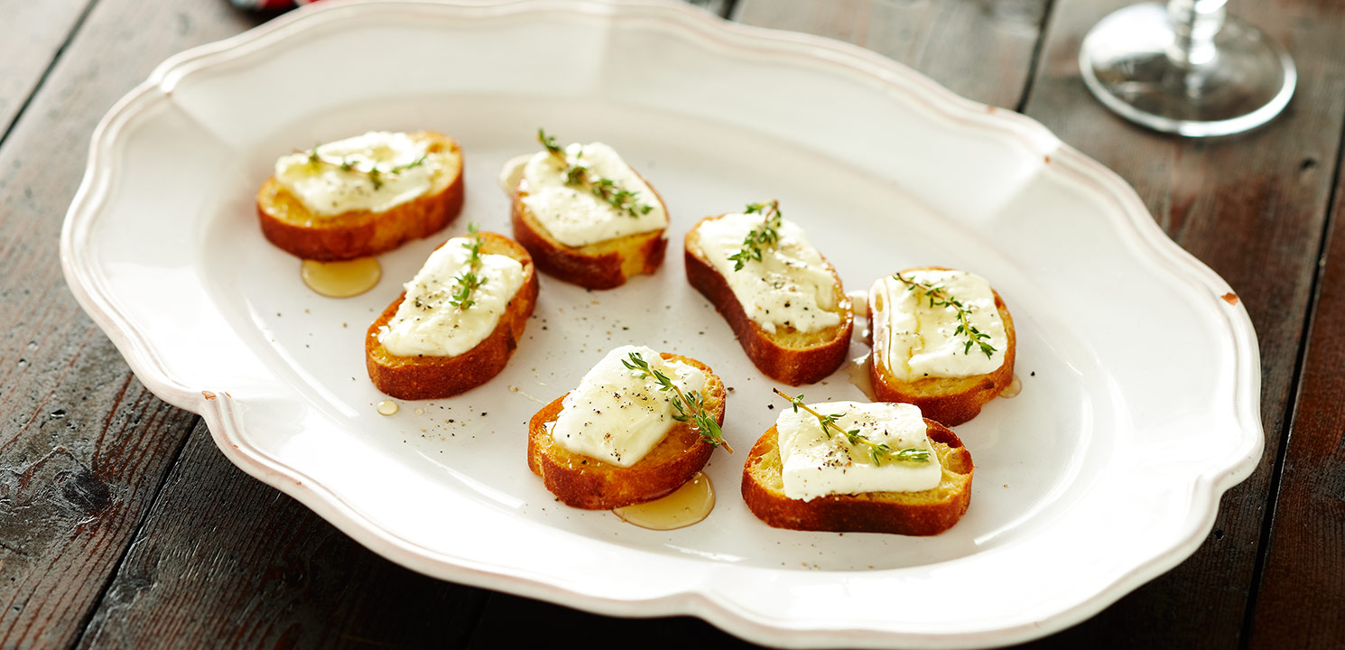 Goats' Cheese and Honey Crostini